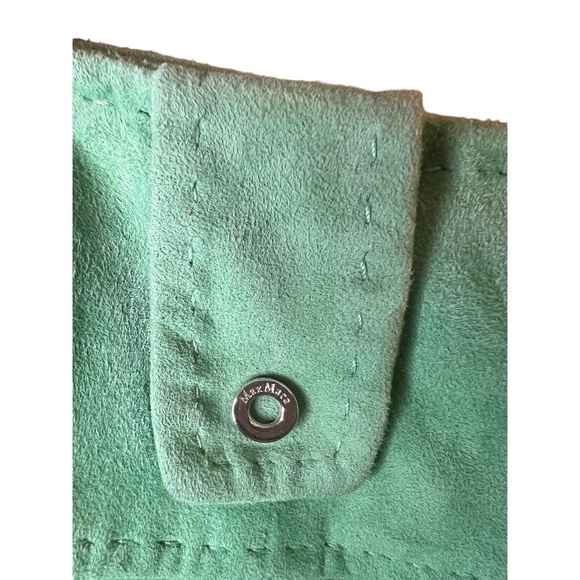 MaxMara Light Green Belt Loops Above Knee Length A-line Skirt Suede Size 10 - Picture 2 of 9